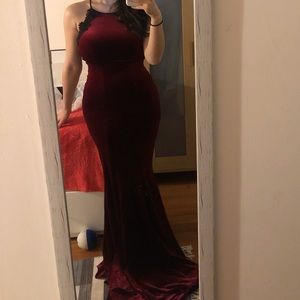 Red Velvet dress (never worn), with black lace.